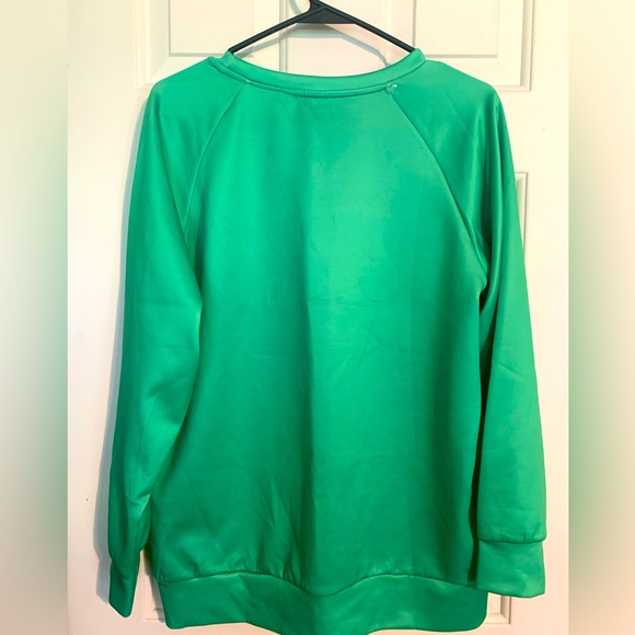 Mint Green Long-sleeve Pullover Shirt (M) w/ Dragonfly Image and word “ Warrior” - Picture 2 of 3